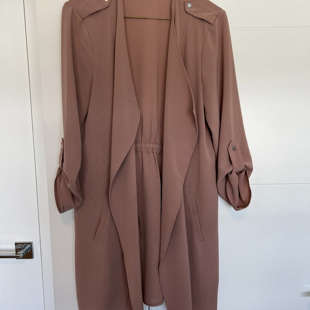 Light Mauve Slouchy Long Blazer Jacket